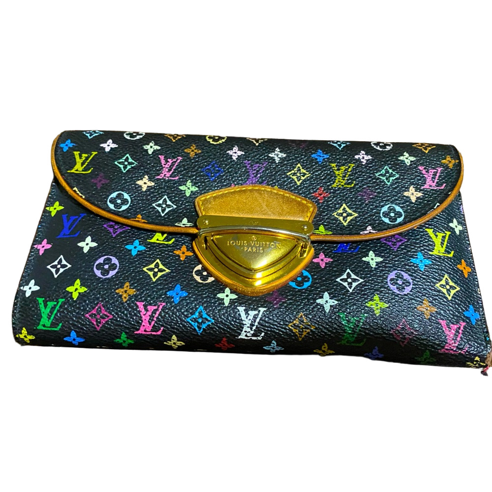 Louis Vuitton Murakami Eugenie Multicolor Trifold Long Wallet Pink